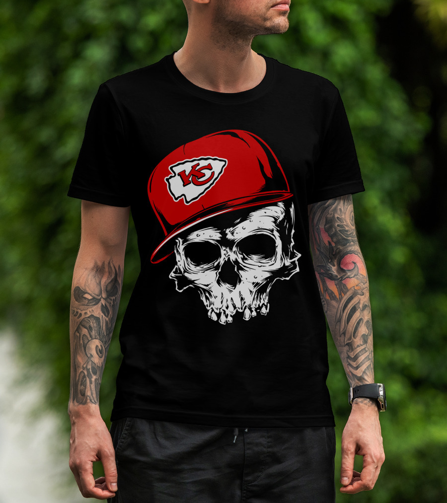 Kansas City Chiefs Skull With Red Cap T-Shirt