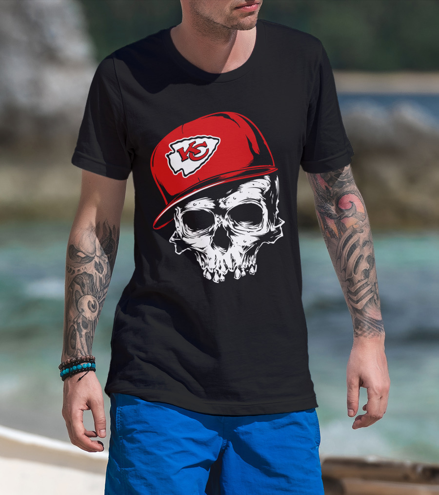 Kansas City Chiefs Skull With Red Cap T-Shirt