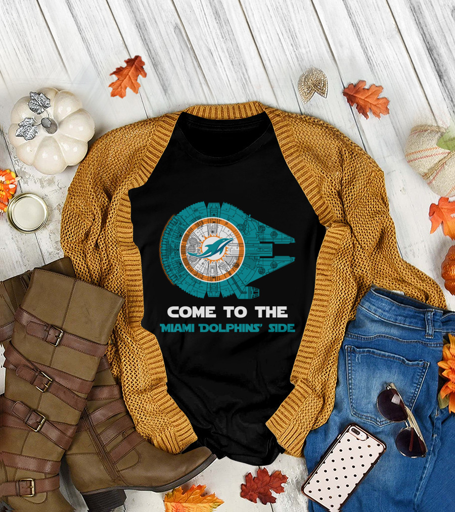 Miami Dolphins Come To The Dolphins' Side Millennium Falcon T-Shirt