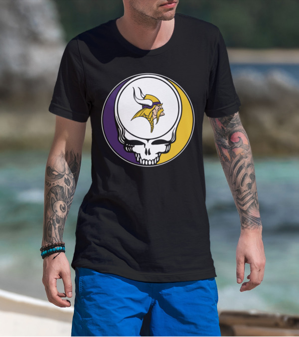 GRATEFUL DEAD Vikings Logo Skull Helmet T-Shirt