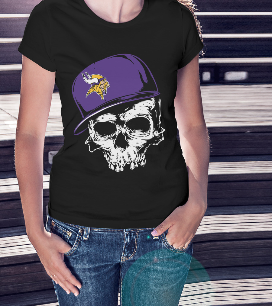 Minnesota Vikings Skull Purple Hat T-Shirt