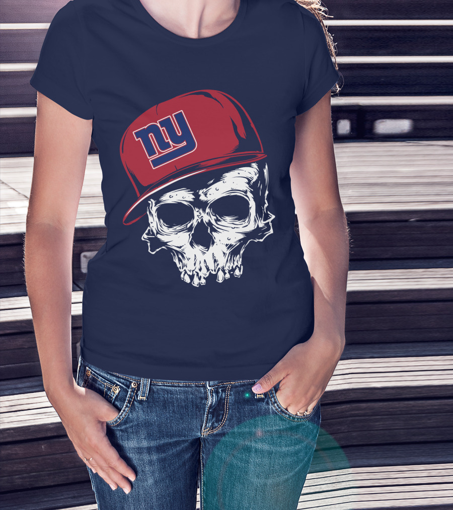 New York Giants Ny Skull Cap Red T-Shirt