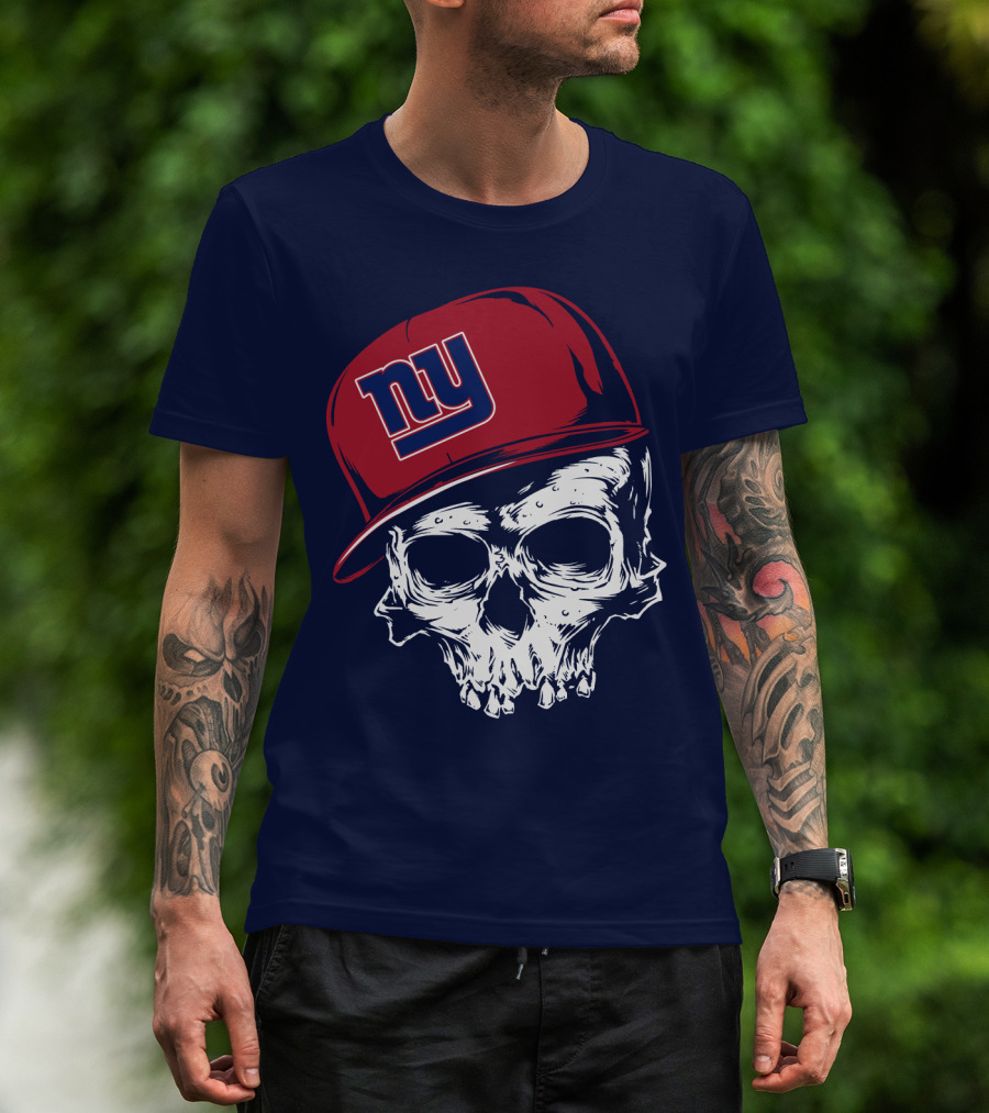 New York Giants Ny Skull Cap Red T-Shirt