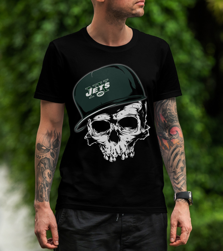 New York Jets Skull With Cap T-Shirt