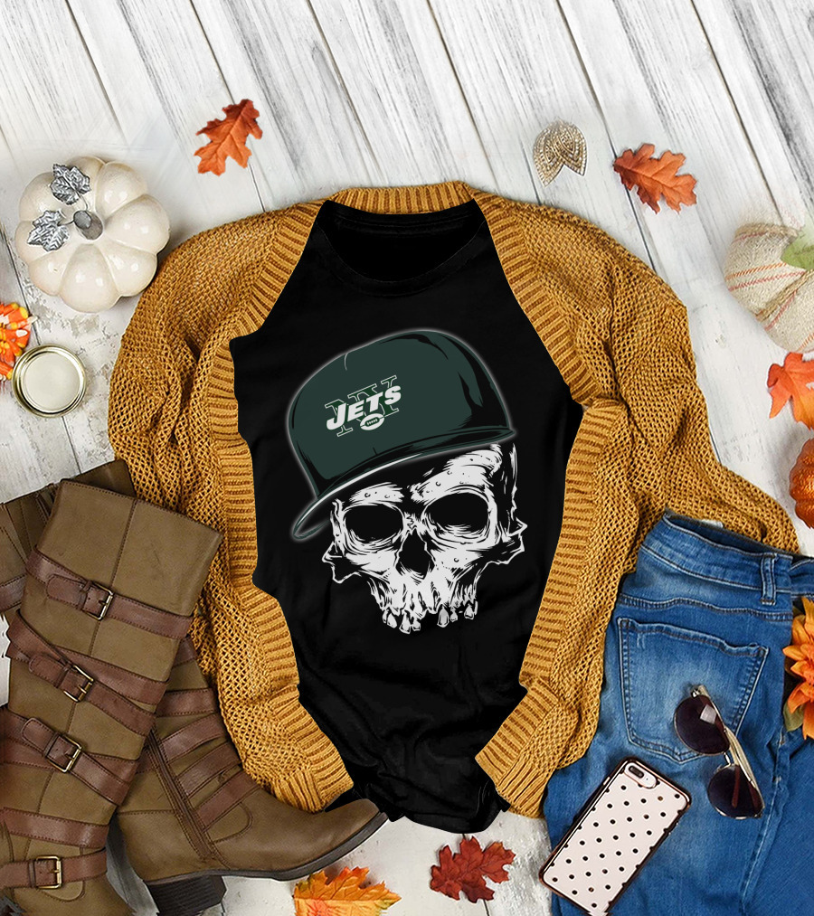 New York Jets Skull With Cap T-Shirt