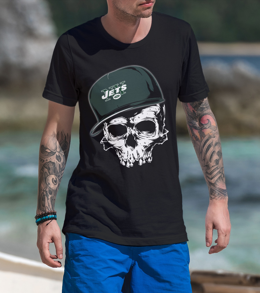 New York Jets Skull With Cap T-Shirt