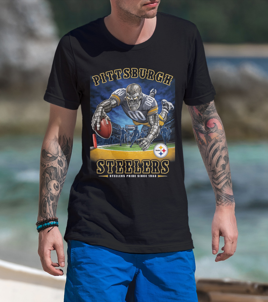 Pittsburgh Steelers Pride Since 1933 End Zone Action T-Shirt
