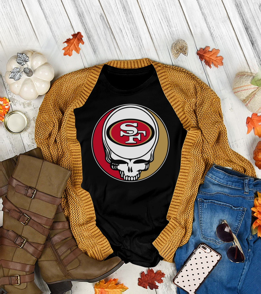 Grateful Dead San Francisco 49ers Skull Logo Combination T-Shirt