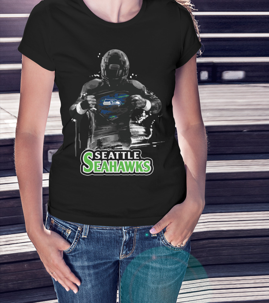 Seattle Seahawks Football Fan Heroic Logo Reveal T-Shirt
