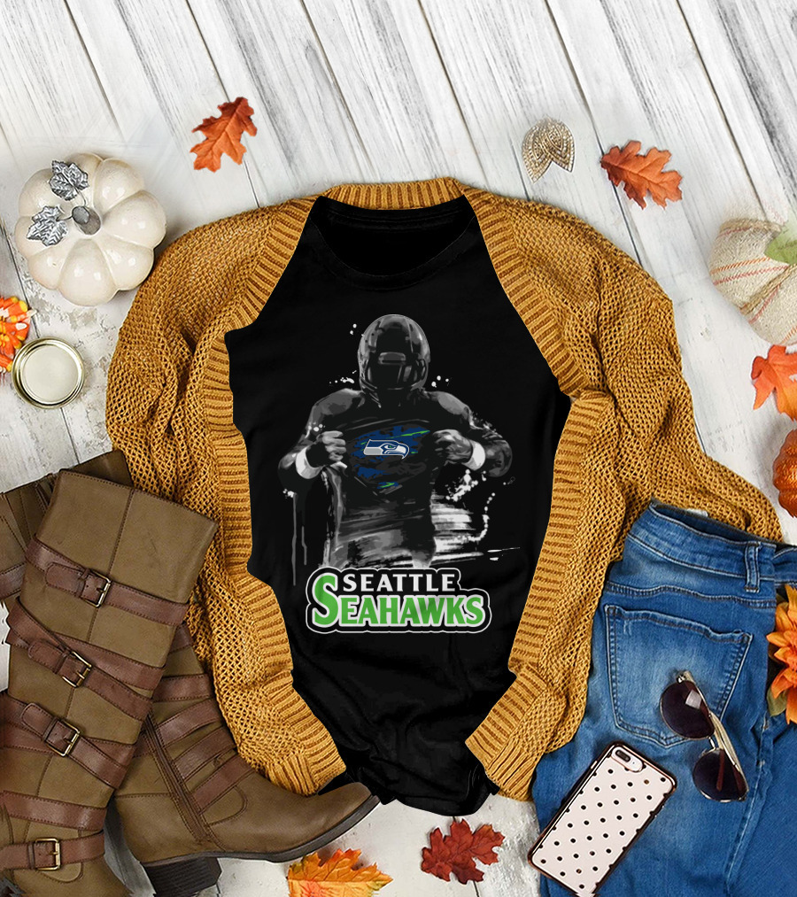 Seattle Seahawks Football Fan Heroic Logo Reveal T-Shirt