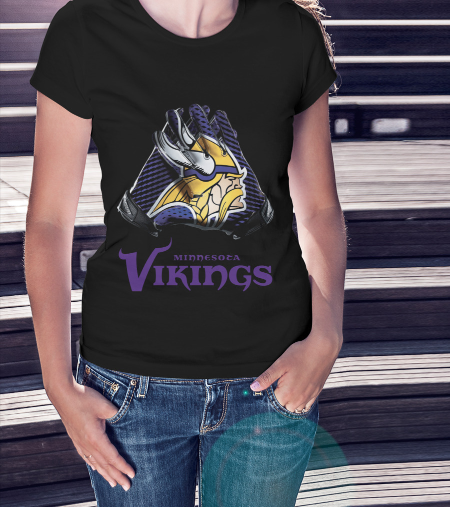 Minnesota Vikings Nfl Gloves Iconic Team T-Shirt