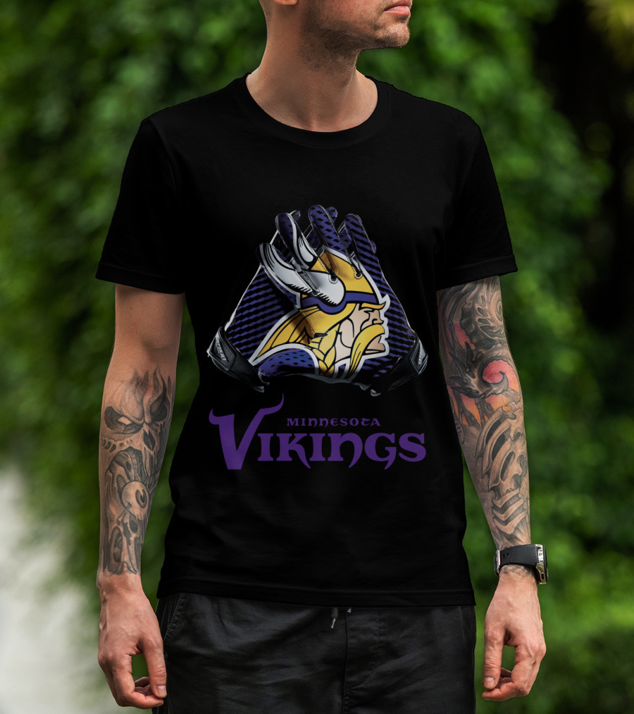 Minnesota Vikings Nfl Gloves Iconic Team T-Shirt