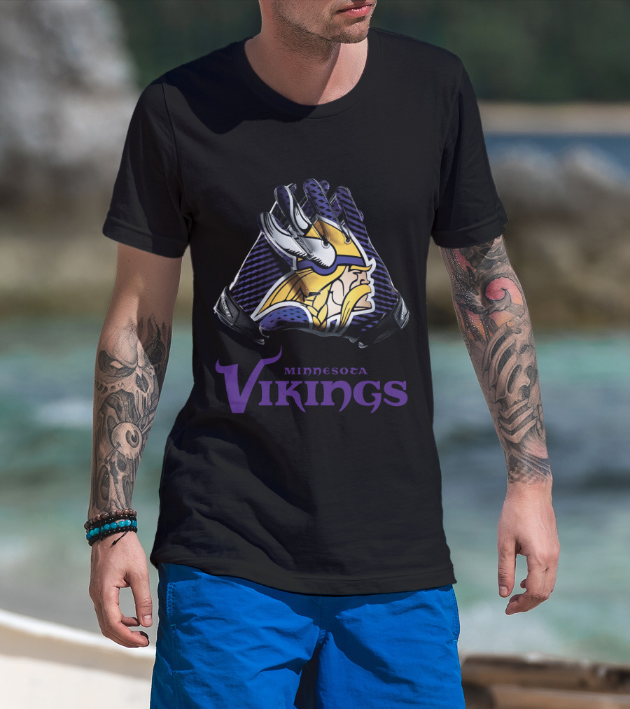 Minnesota Vikings Nfl Gloves Iconic Team T-Shirt