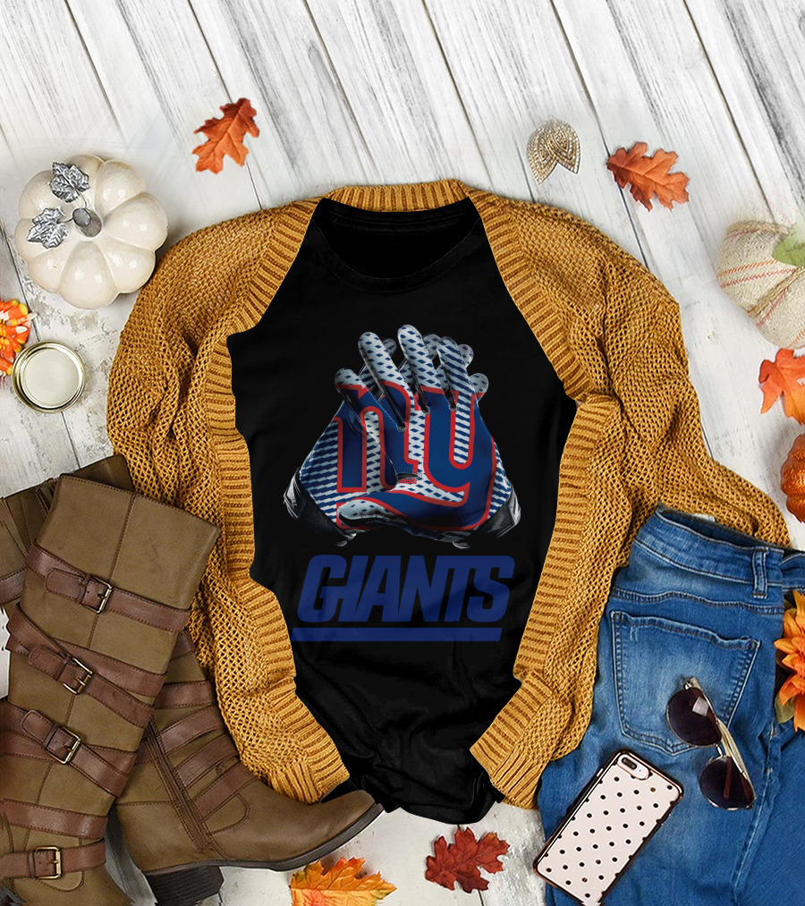New York Giants Ny Logo Nfl Gloves T-Shirt