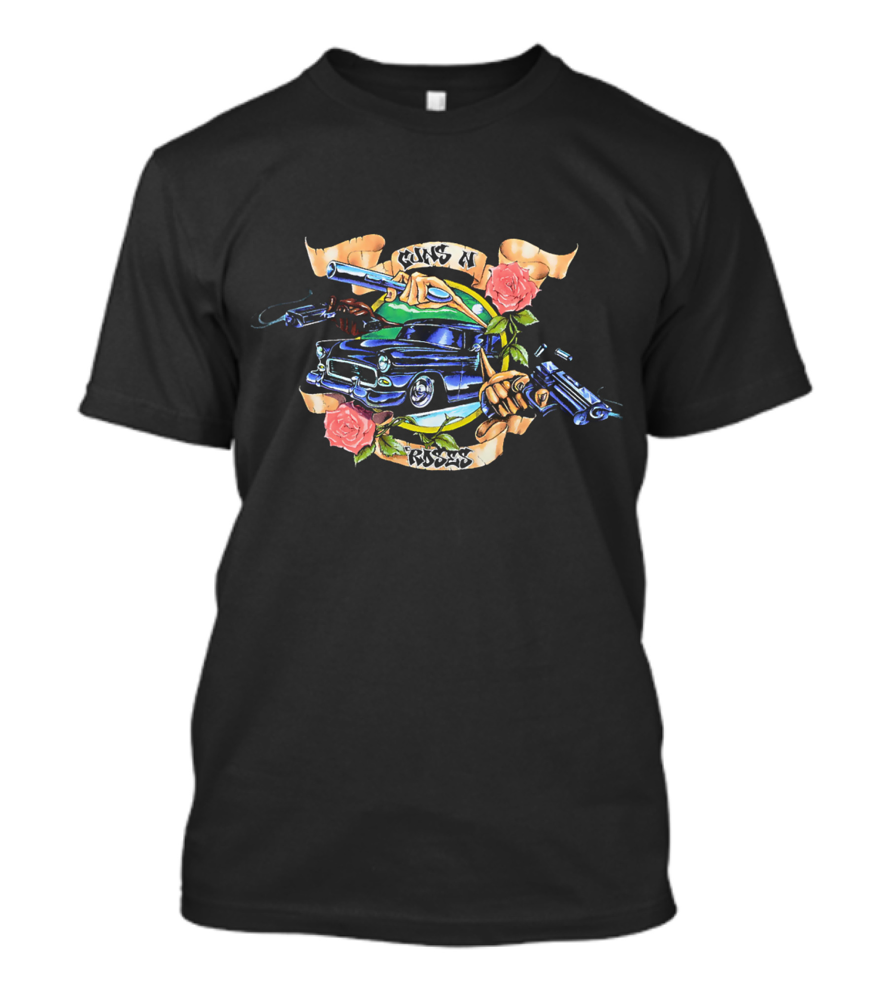 Guns N' Roses 08 1993 Live Classic Car And Pistols Retro T-Shirt