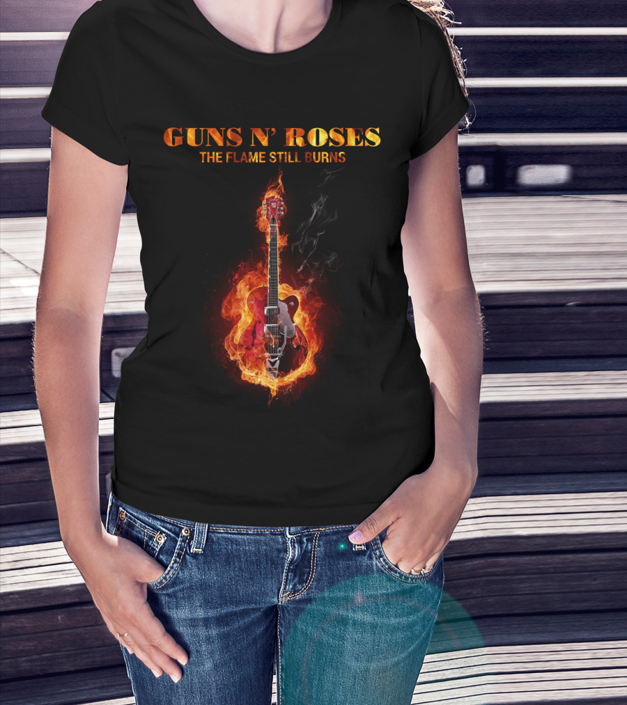 Guns N' Roses The Flame Still Burns Guitar Fire T-Shirt