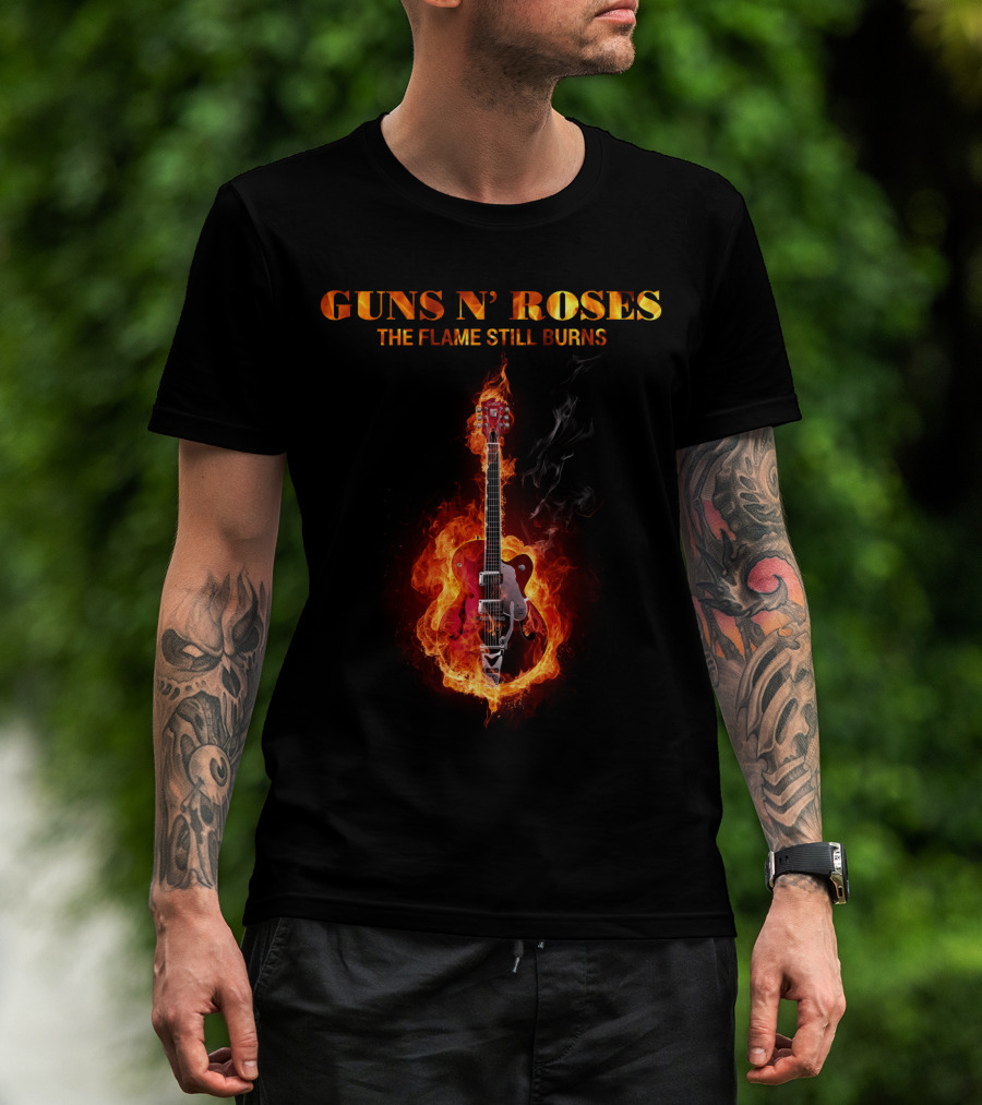 Guns N' Roses The Flame Still Burns Guitar Fire T-Shirt