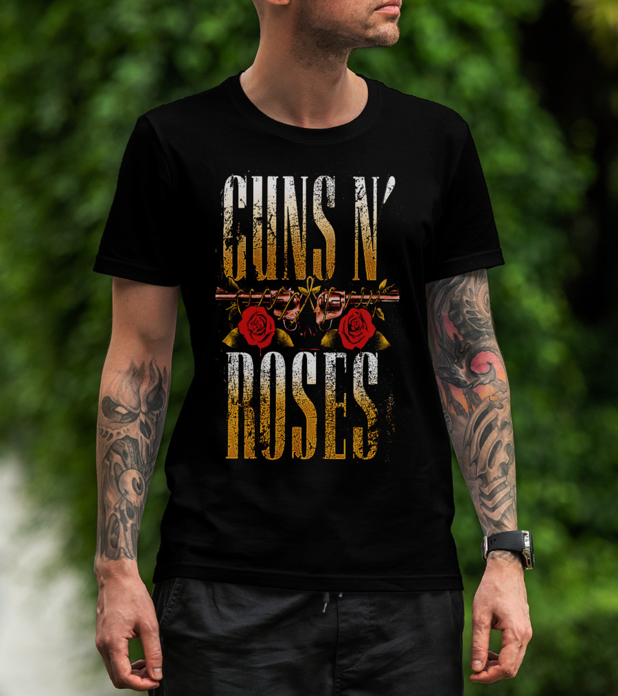 Guns N' Roses Dual Pistols With Red Roses T-Shirt