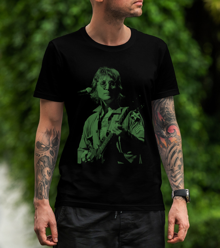 Jln 03 John Lennon Iconic Green Photograph T-Shirt