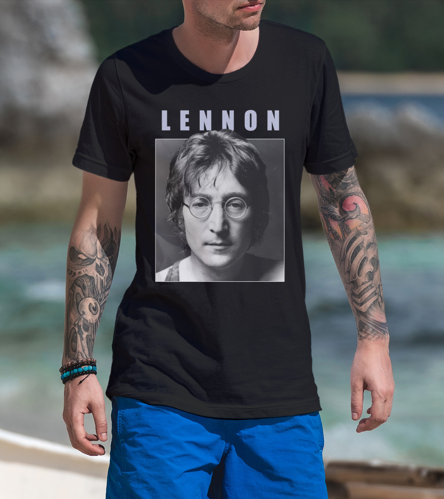 Lennon Black And White Portrait Photography T-Shirt