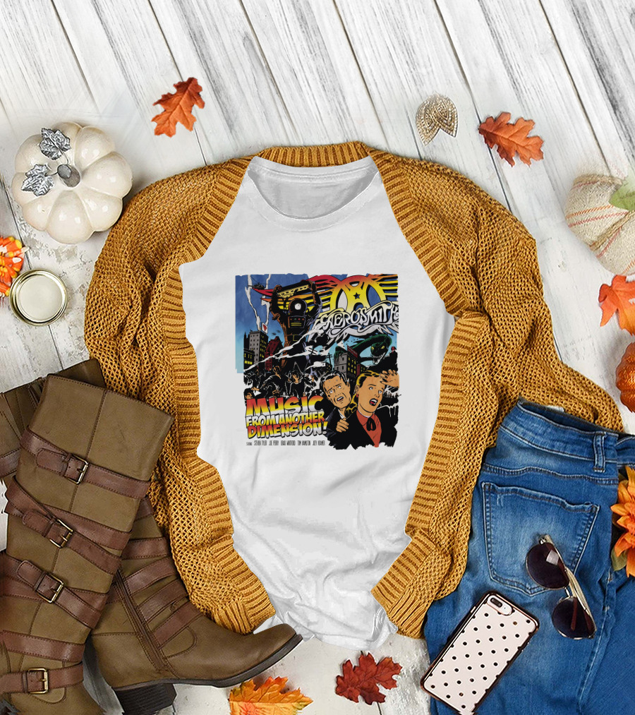 Aerosmith Music From Another Dimension Comic-Style Galactic Robot Skyline T-Shirt
