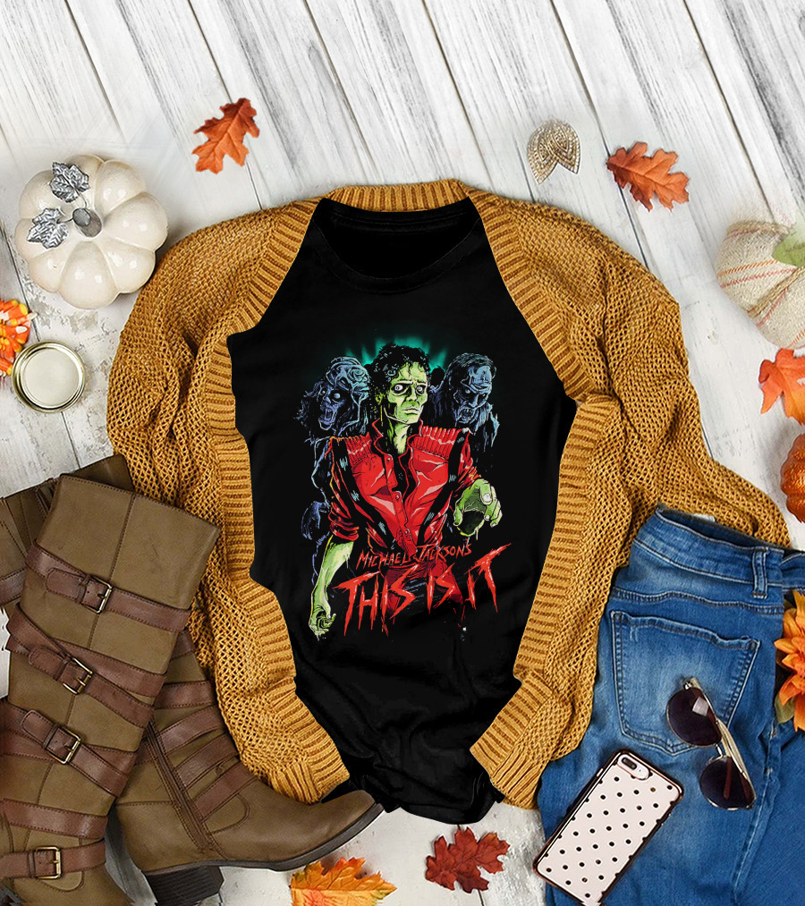 Michael Jackson's Thriller This Is It Zombie Red Jacket Retro Horror Theme T-Shirt