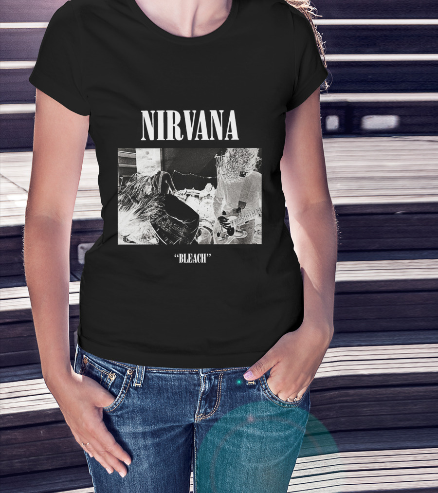 Nirvana Bleach Album Cover Black And White Negative T-Shirt