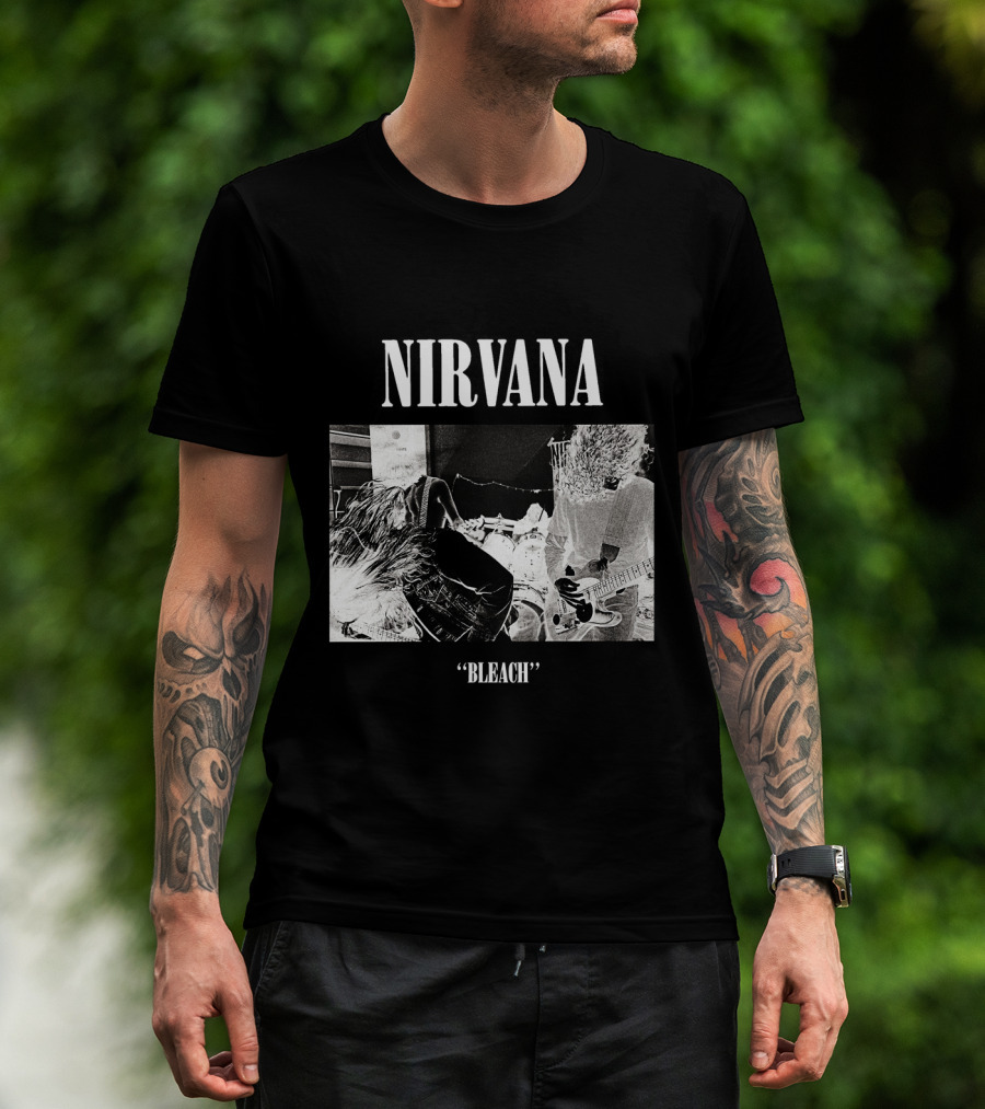 Nirvana Bleach Album Cover Black And White Negative T-Shirt