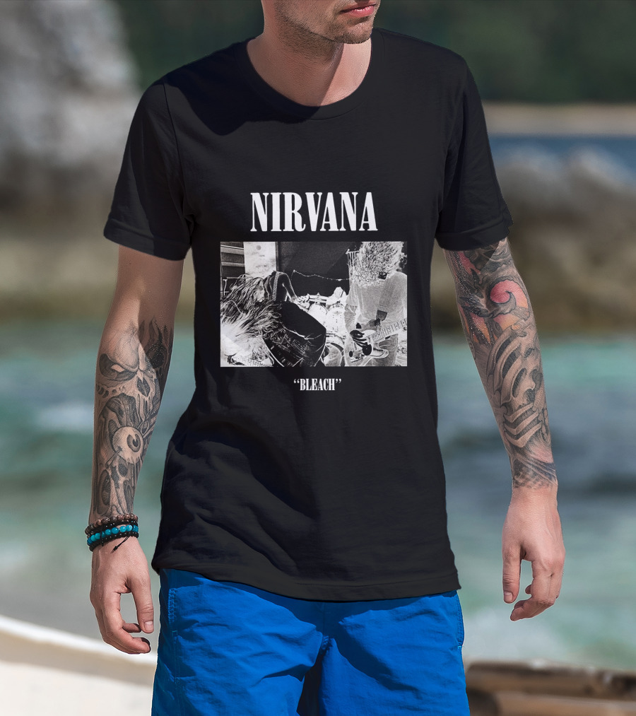 Nirvana Bleach Album Cover Black And White Negative T-Shirt