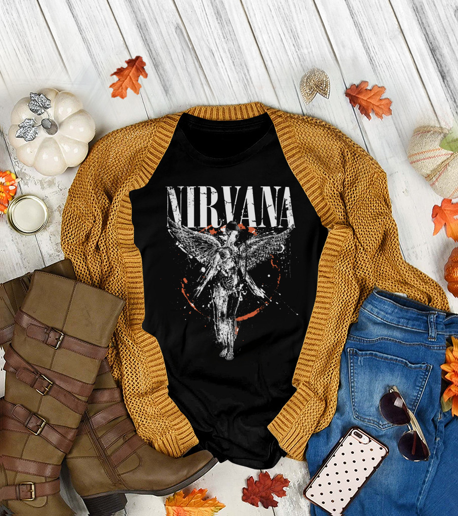 Nirvana In Utero Angel Wings Grunge Band Art T-Shirt