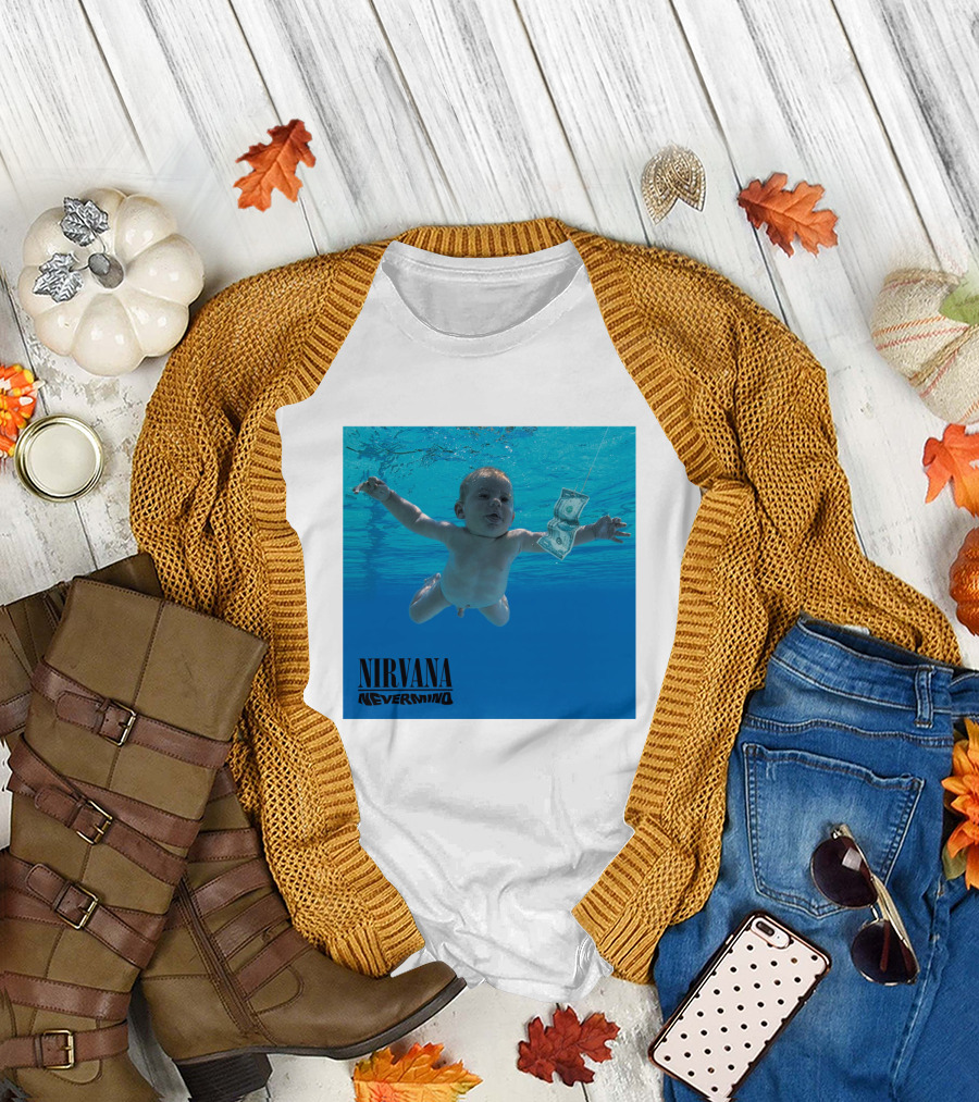 Nirvana Nevermind Album Cover Baby In Pool With Dollar Bill T-Shirt
