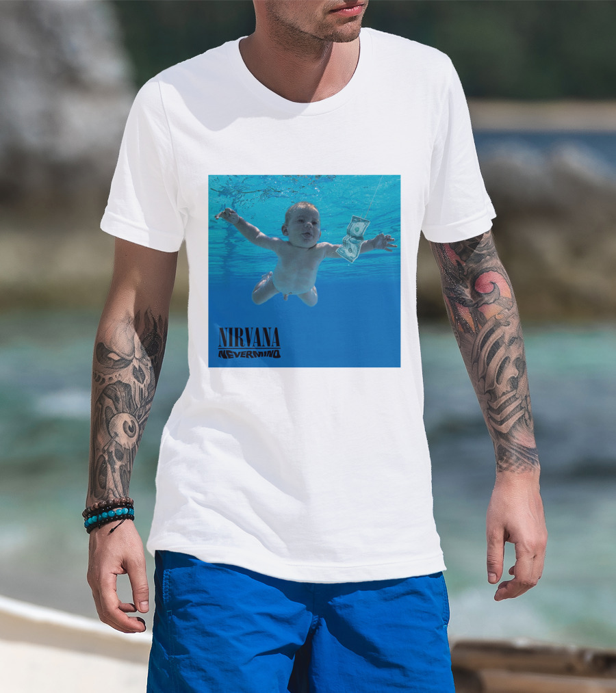 Nirvana Nevermind Album Cover Baby In Pool With Dollar Bill T-Shirt