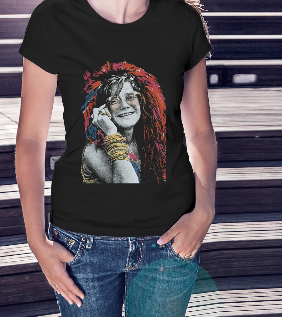 Jnjl 10 Iconic Smiling Portrait With Colorful Hair And Sunglasses T-Shirt