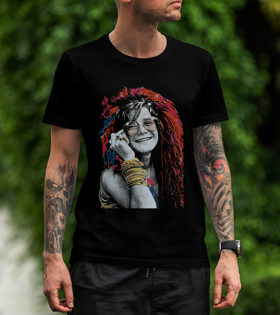 Jnjl 10 Iconic Smiling Portrait With Colorful Hair And Sunglasses T-Shirt