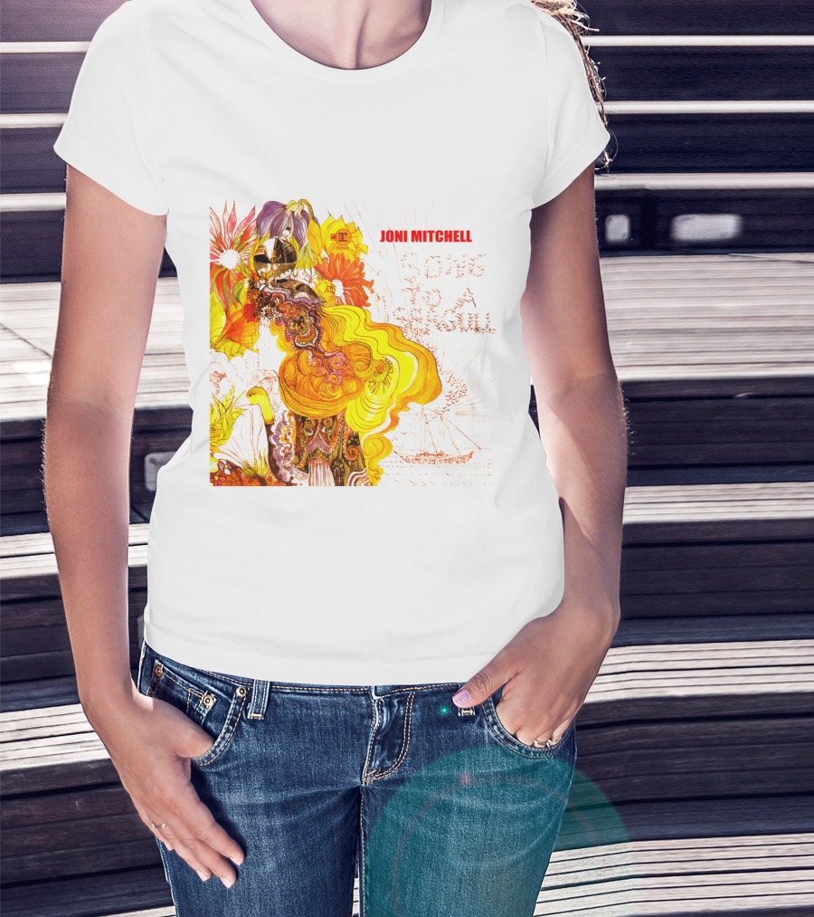 Joni Mitchell Song To A Seagull Colorful Floral Artwork With Yellow Orange Accents T-Shirt