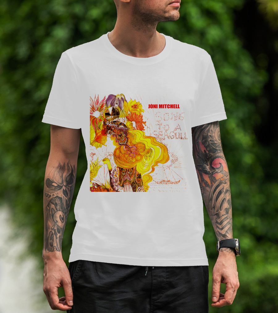 Joni Mitchell Song To A Seagull Colorful Floral Artwork With Yellow Orange Accents T-Shirt