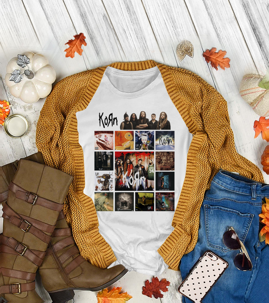 Korn Greatest Hits and Iconic Album Covers Compilation T-Shirt