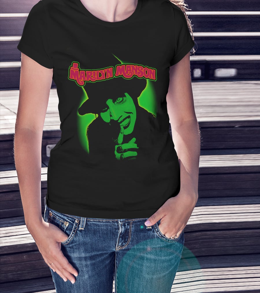 Marilyn Manson Green Gothic Portrait Mms T-Shirt