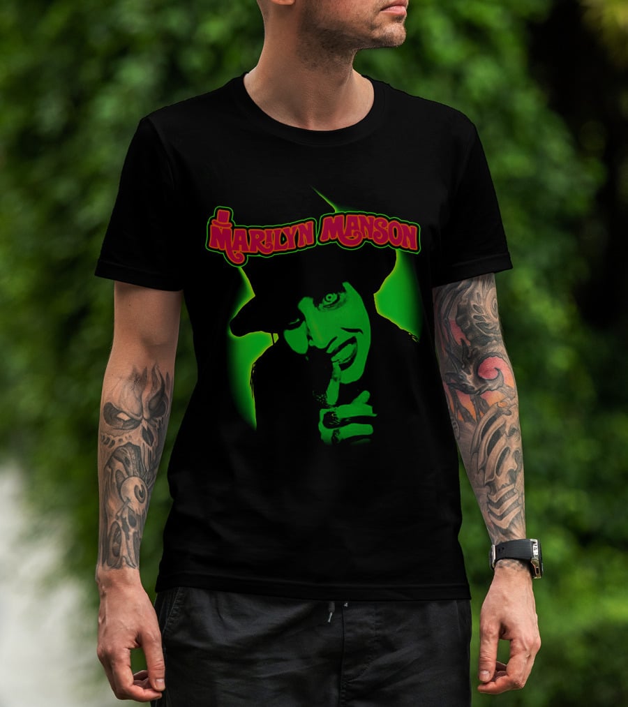 Marilyn Manson Green Gothic Portrait Mms T-Shirt