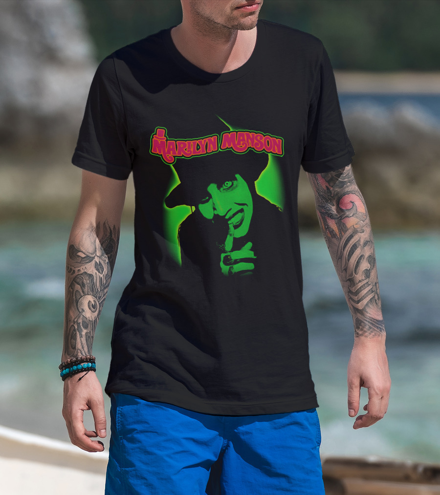 Marilyn Manson Green Gothic Portrait Mms T-Shirt