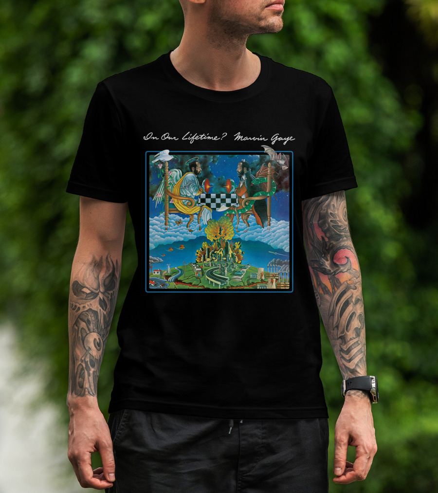 In Our Lifetime? Marvin Gaye Album Checkerboard Angels Earth Journey T-Shirt