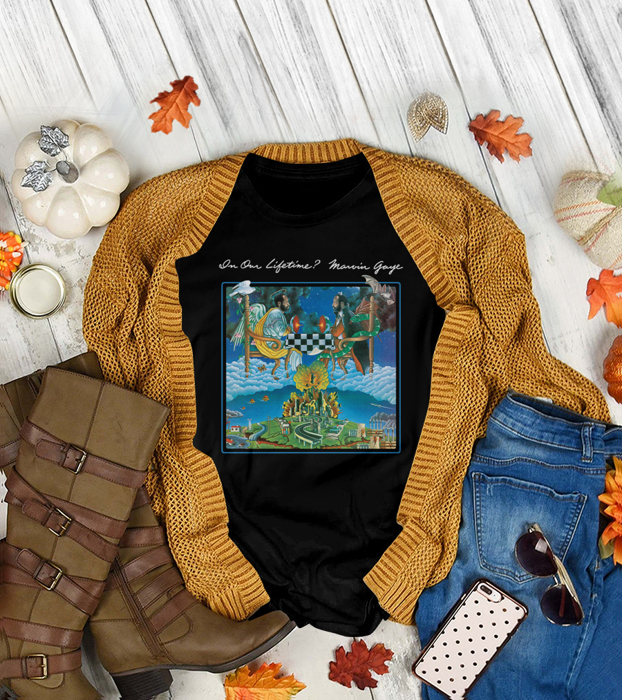 In Our Lifetime? Marvin Gaye Album Checkerboard Angels Earth Journey T-Shirt