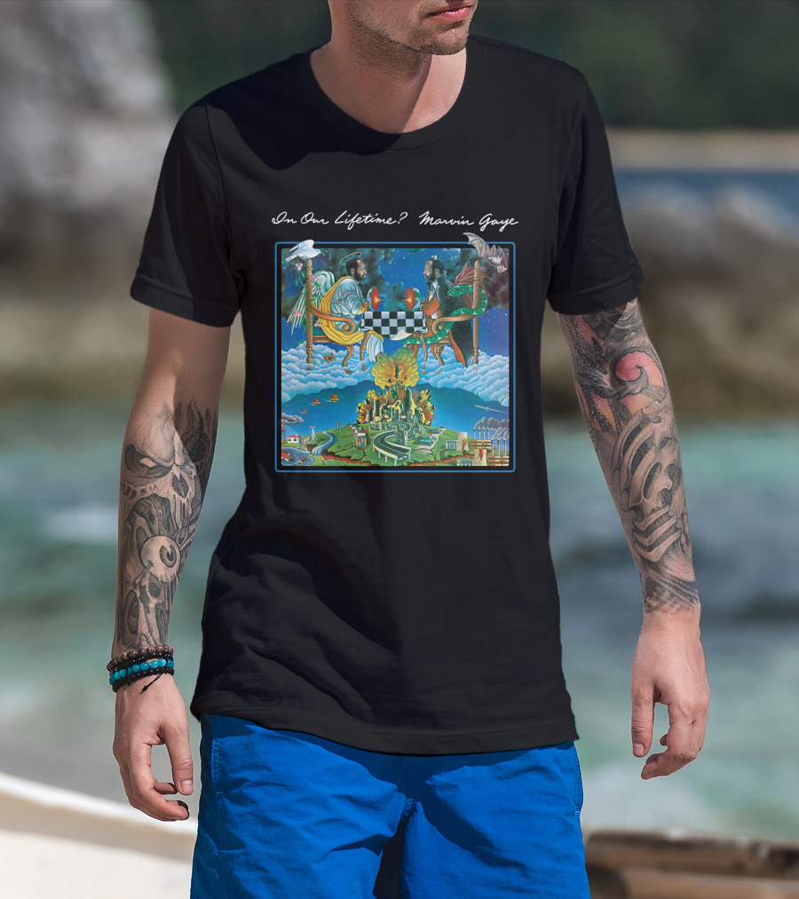 In Our Lifetime? Marvin Gaye Album Checkerboard Angels Earth Journey T-Shirt