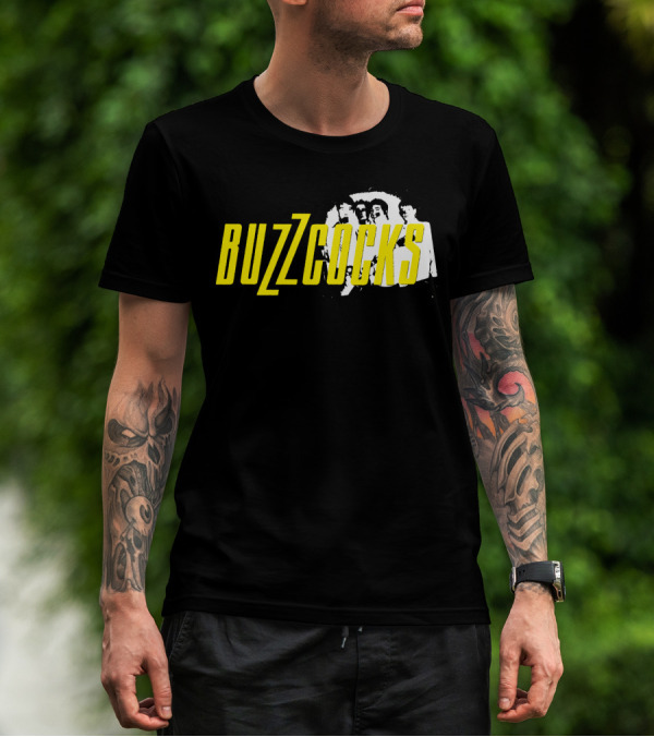 BUZZCOCKS Yellow Logo With Band Photo T-Shirt
