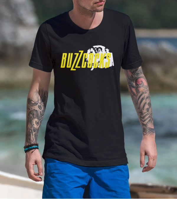 BUZZCOCKS Yellow Logo With Band Photo T-Shirt