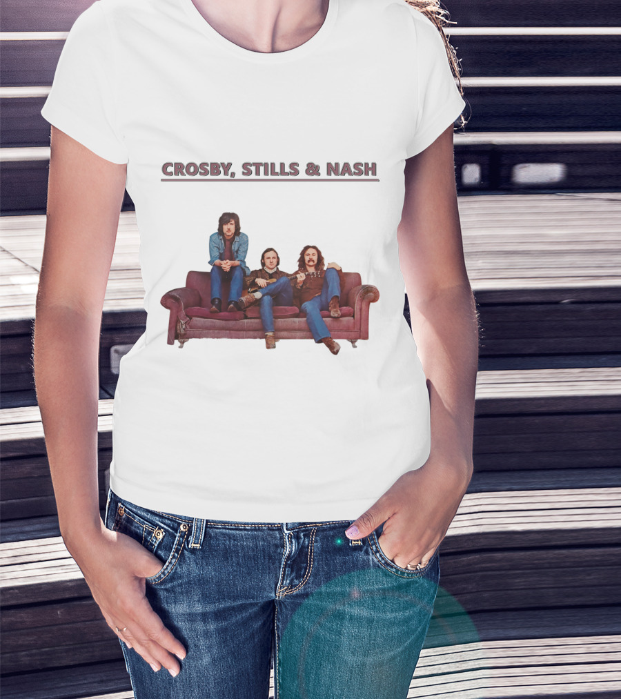 Crosby Stills & Nash On Vintage Couch T-Shirt
