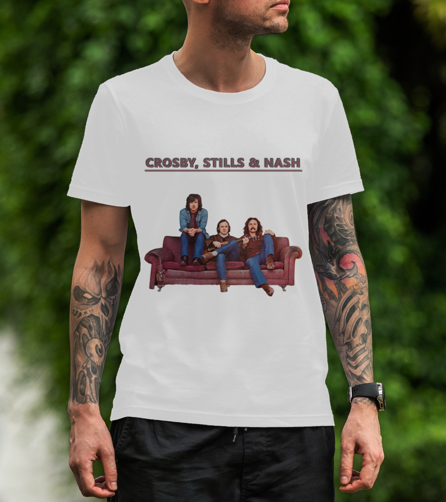 Crosby Stills & Nash On Vintage Couch T-Shirt