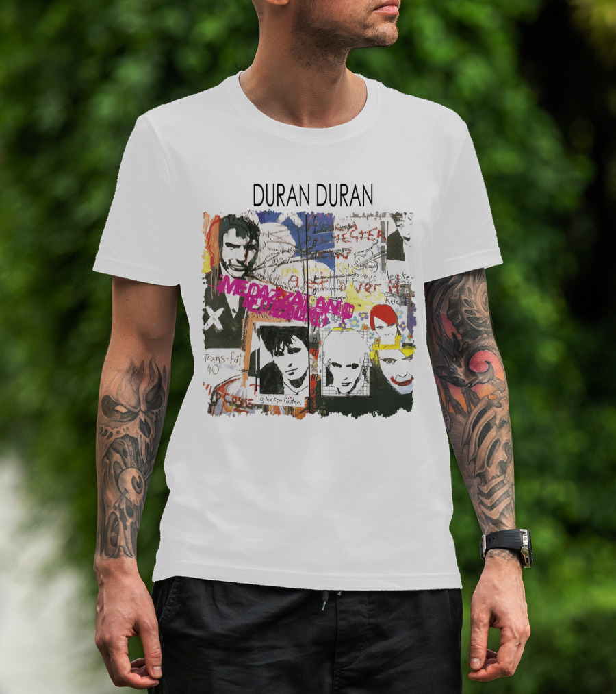 Duran Duran Medazzaland Collage Art With Faces And Graffiti Elements T-Shirt