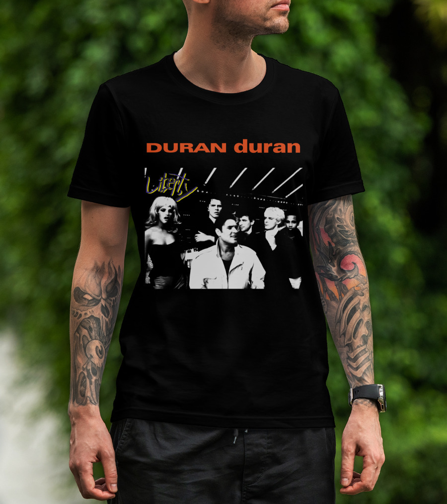 Duran Duran Liberty Album Cover Black And White Group T-Shirt