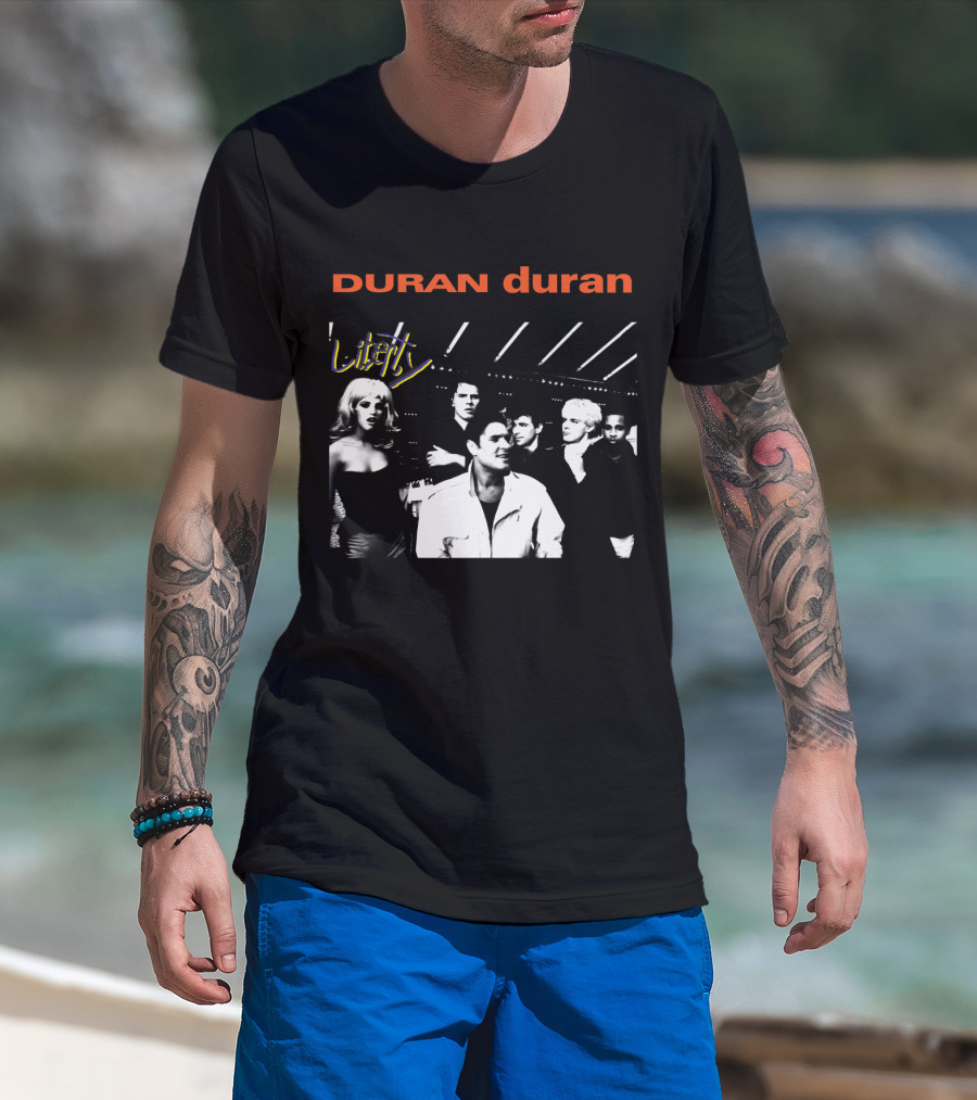 Duran Duran Liberty Album Cover Black And White Group T-Shirt